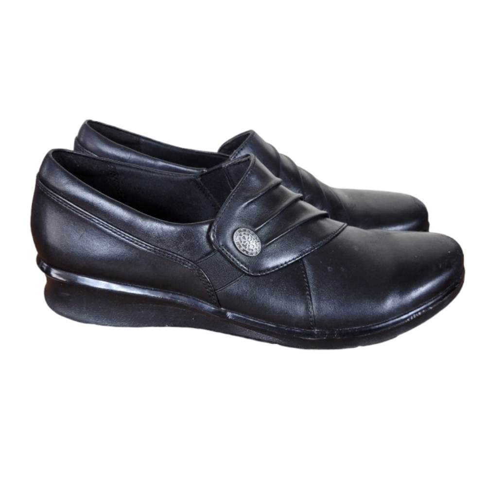 Clarks Collection Black Leather Loafers Size 8